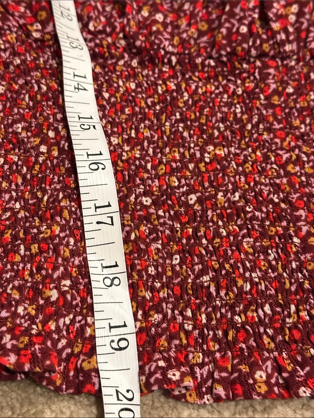 Universal Thread Burgundy Floral Smocked Square-Neck Top - Picture 5 of 8
